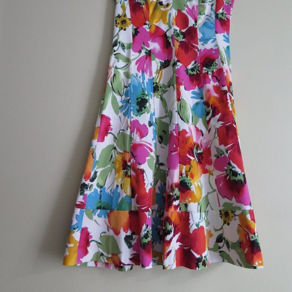 🔥CLEARANCE🔥 Ralph Lauren Bright Floral Sleeveless A-Line Dress Size 4 - Picture 4 of 8